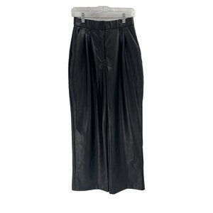 Abercrombie Fitch Curve Love Vegan High Rise Leather Pants Pleated Wide Leg Sz S